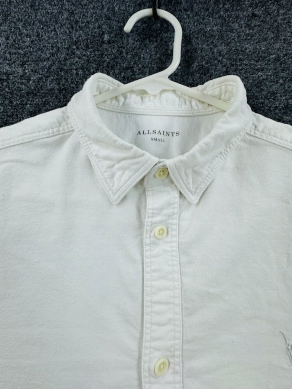 Allsaints Hungtingdon Cotton Logo White Small Shirt Button Up Solid Mens Adult